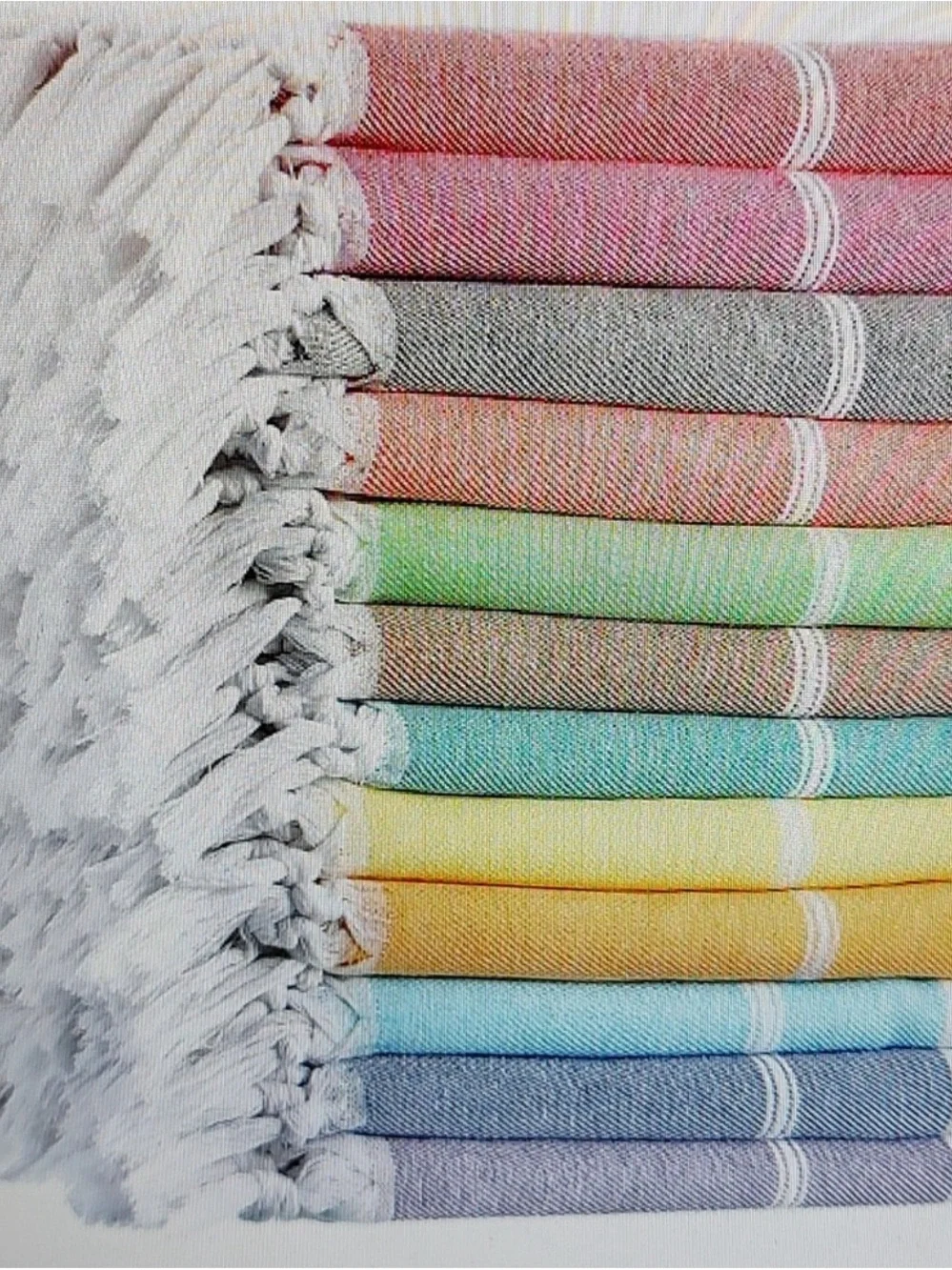 Colorful Fringed Turkish-Style Pestemal Towel- PINK price for 1